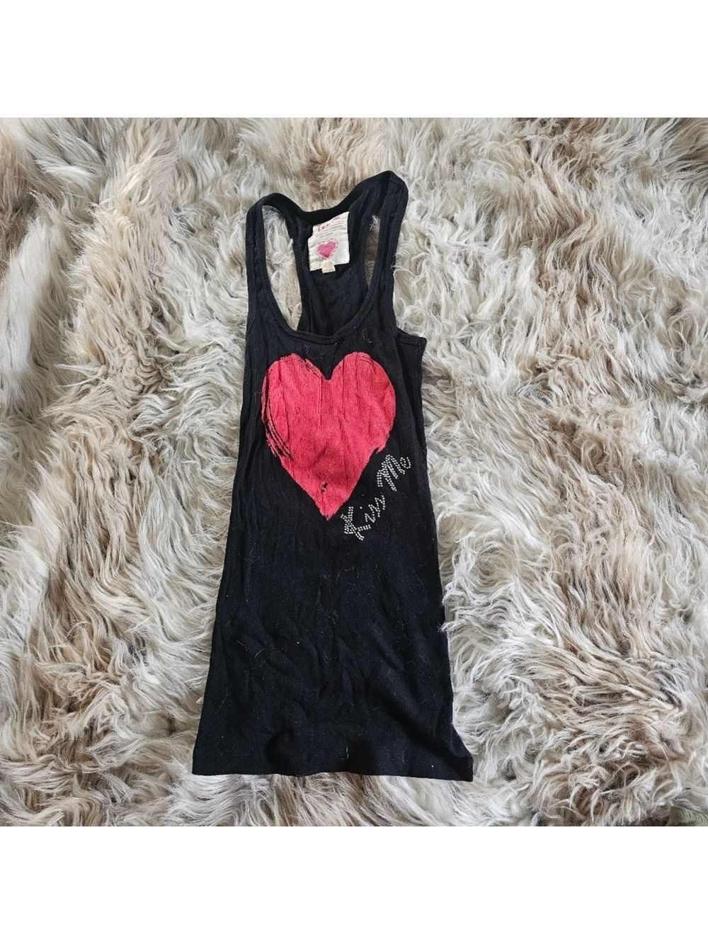 Black Red Heart Tank Top